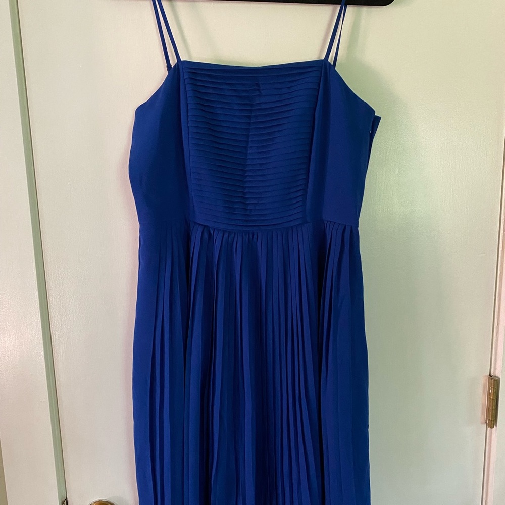 cobalt blue, pleated dress, Lands End, size 12